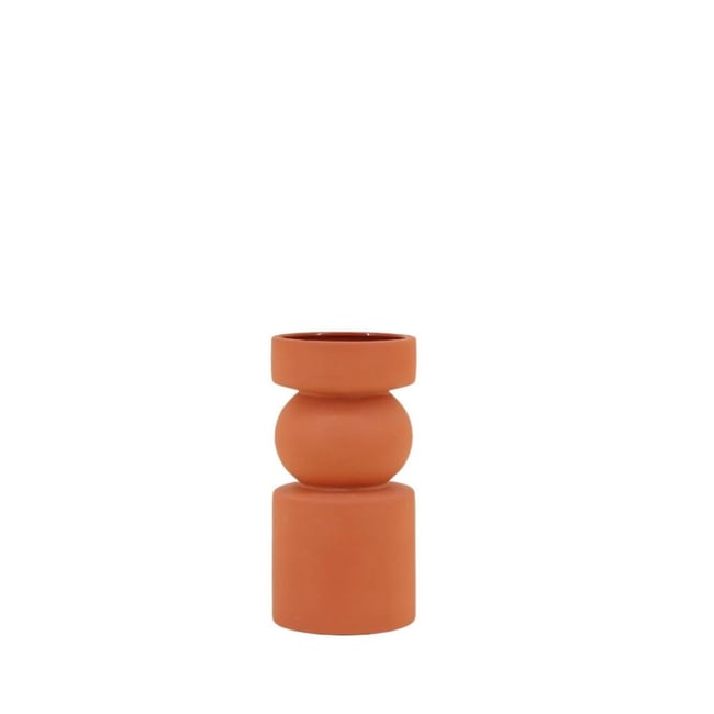 Vase en terre cuite géométrique, H14cm Couleur terracotta <span itemprop=