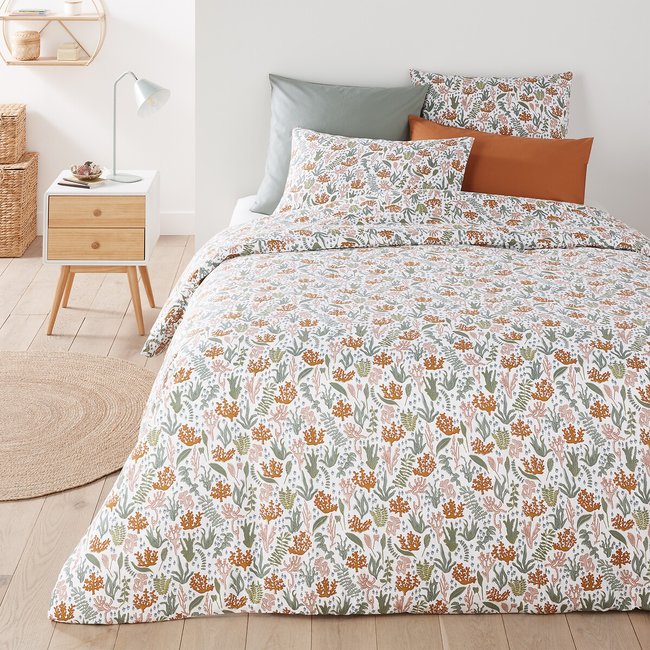 Housse de couette coton, Lara imprimé fond blanc <span itemprop=