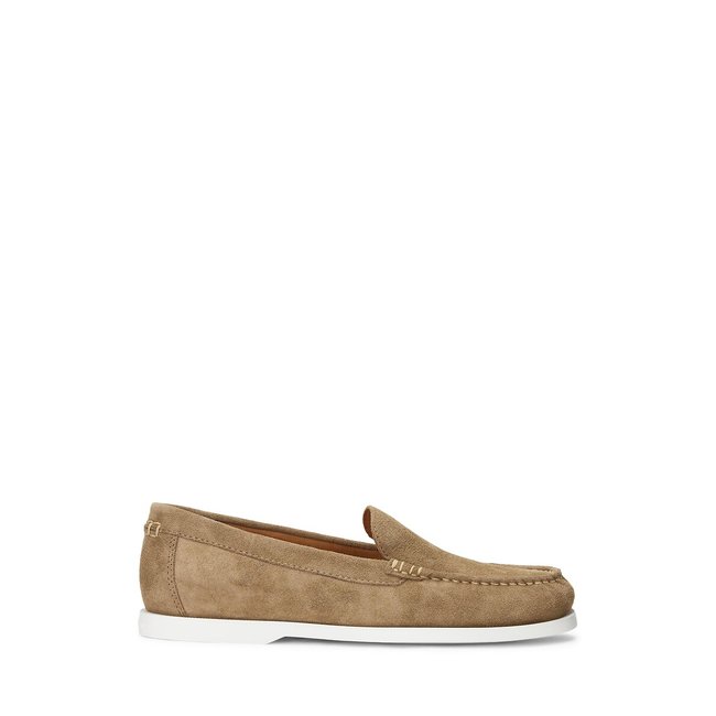 Mocassins en cuir suédé Merton taupe <span itemprop=