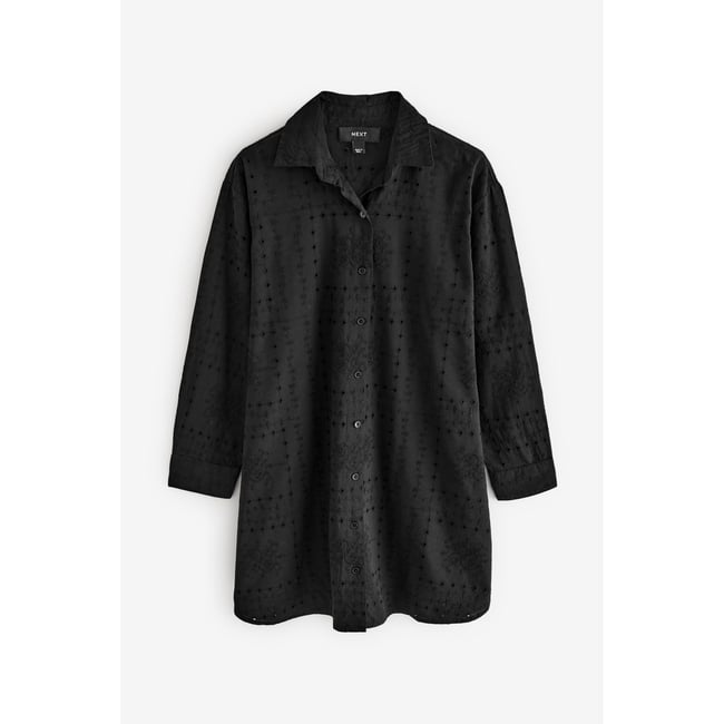 Chemise de plage broderie noire <span itemprop=