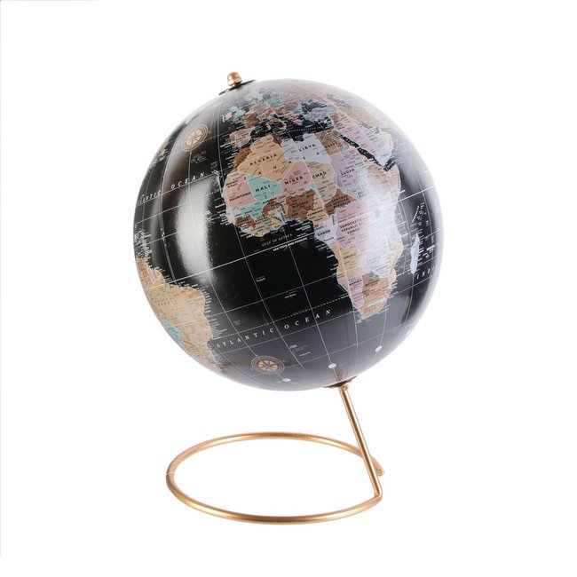 Globe terrestre design Déco Couleur noir <span itemprop=