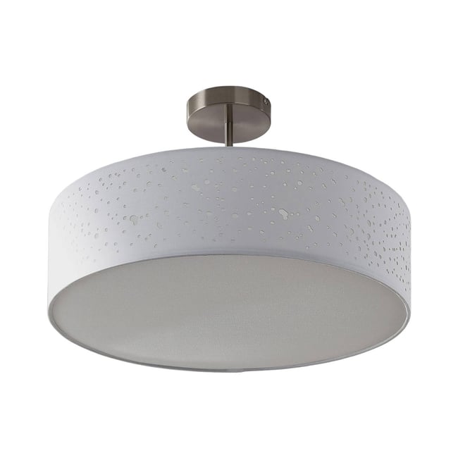 Plafonnier en textile moderne, Umma Couleur blanc, nickel satiné <span itemprop=