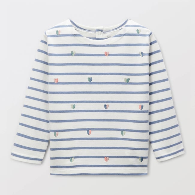 Marinière manches longues brodée en coton BIO GOTS lavendula <span itemprop=