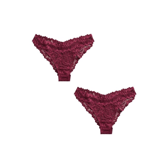 Culotte en dentelle confort optimal, lot de 2 rouge bordeaux <span itemprop=