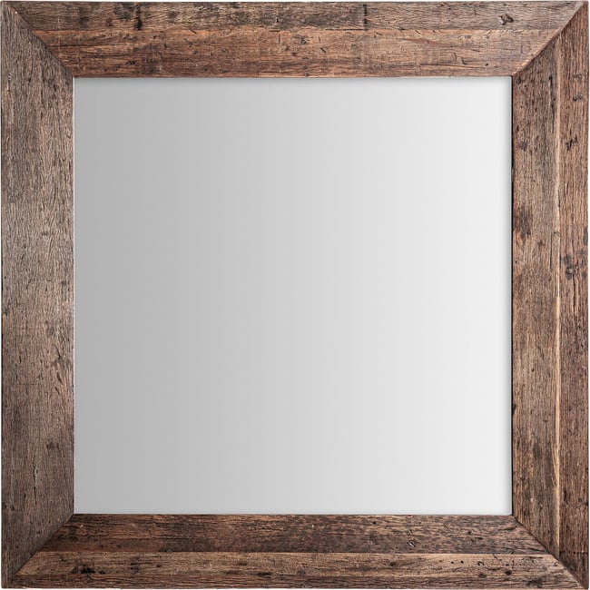 Miroir carré en bois style colonial Couleur brun vieilli <span itemprop=