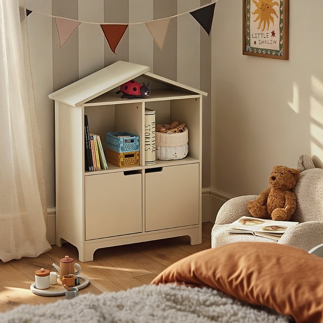 House Storage Bookcase, off-white, CUDDLECO