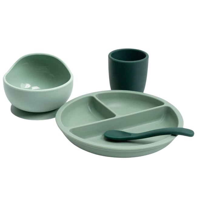 Coffret repas en silicone vert d'eau, vert <span itemprop=