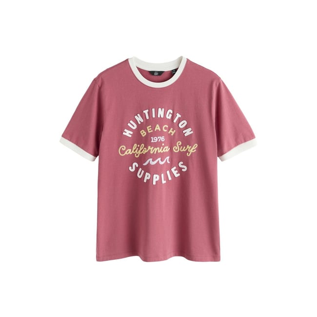 T-shirt à motif et bords contrastants edit rouge <span itemprop=