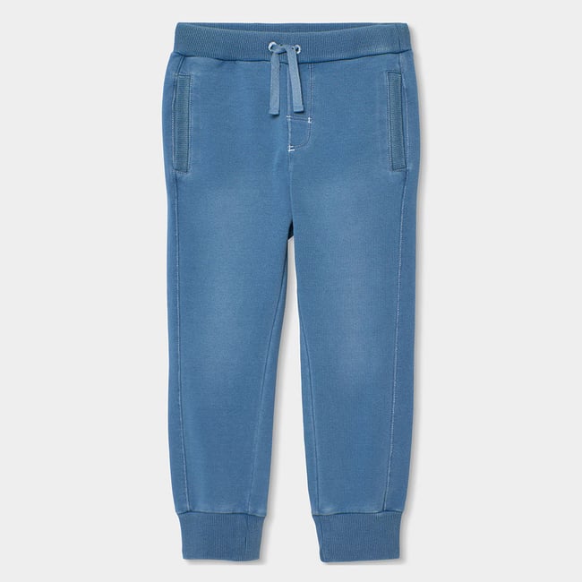 Pantalon garçon en molleton denim bleu <span itemprop=
