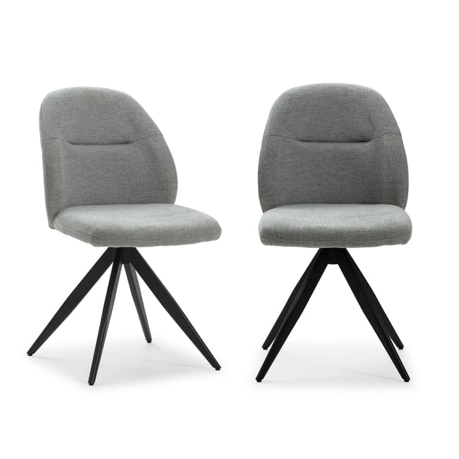 Lot de 2 chaises pivotantes en tissu avec pieds en métal noir L47 cm - TAMARA Couleur gris clair <span itemprop=