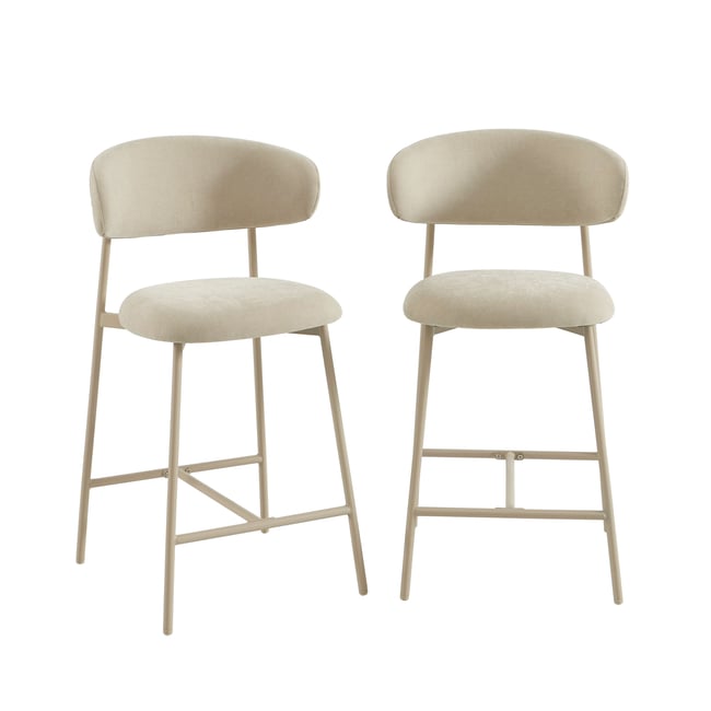 Tabourets tissu, pied métal (lot de 2)  GALLY Couleur beige <span itemprop=