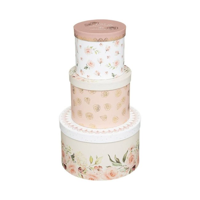 Lot de 3 boites rondes Princesse Couleur rose <span itemprop=