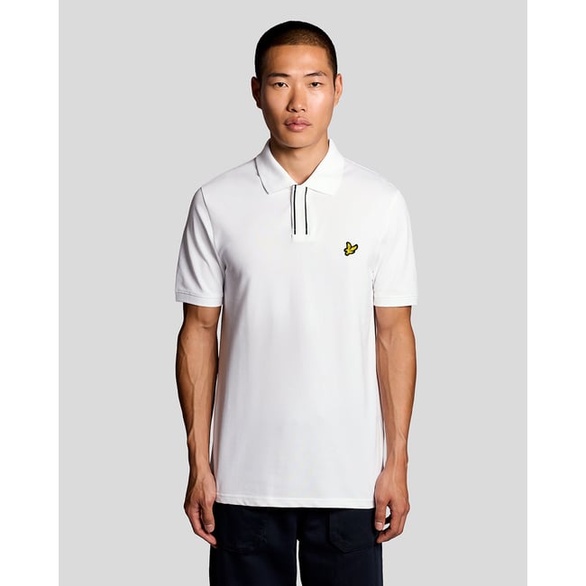 Polo patte à liserés contrastés blanc <span itemprop=