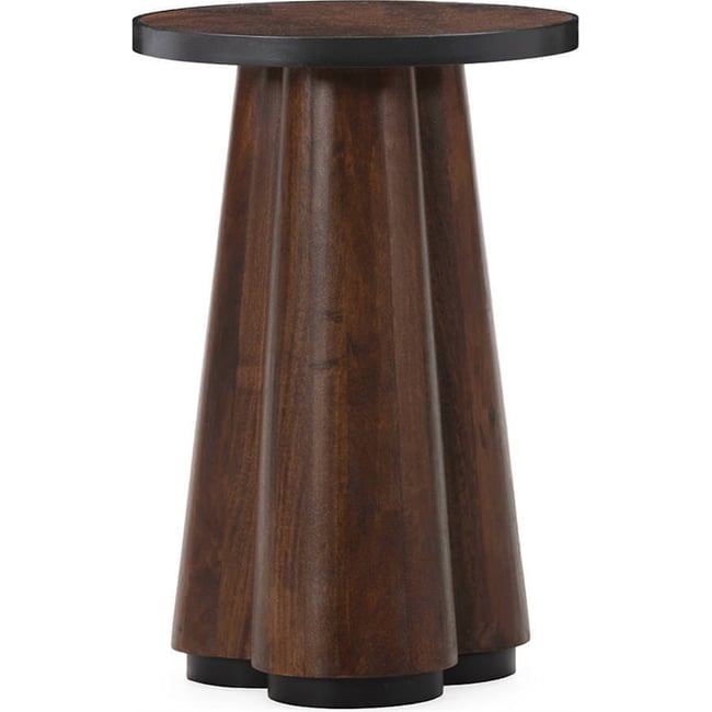 Table d'appoint ronde en bois et métal Couleur brun et noir <span itemprop=
