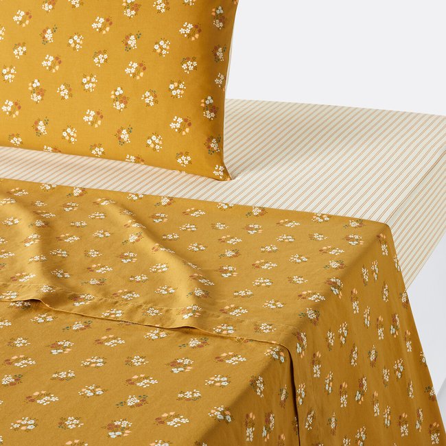 Francine Floral 100% Washed Cotton Flat Sheet printed LA REDOUTE INTERIEURS