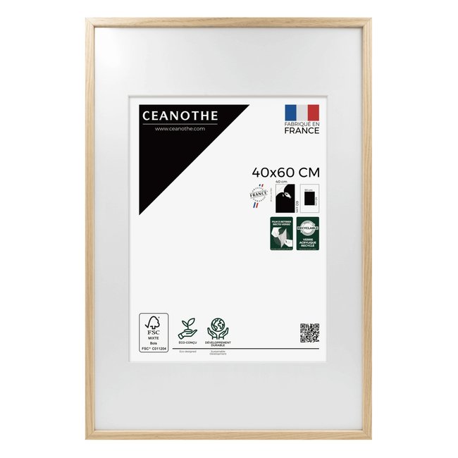 Cadre Photo Avec Passe-partout 40x60 Cm Chêne ALBA Couleur bois brut <span itemprop=