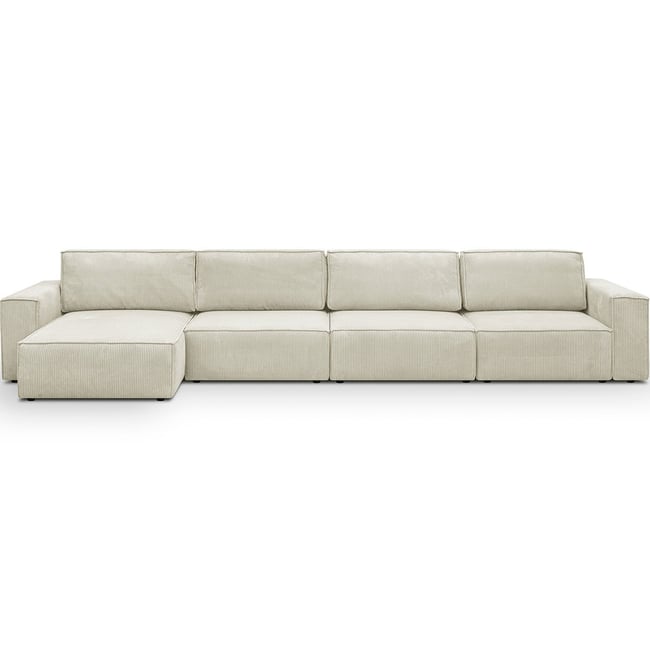Canapé d'angle modulable 6/7 places en velours côtelé - Harper Mod - HOMIFAB