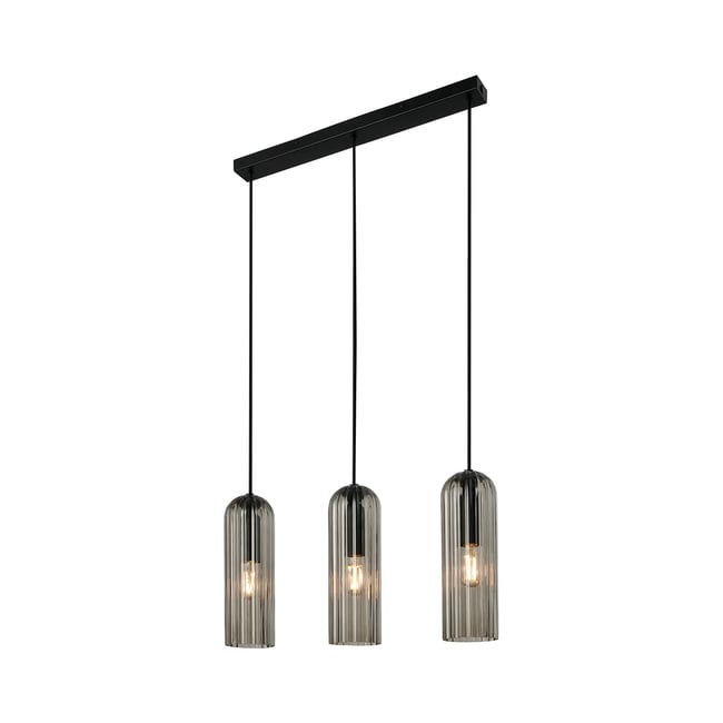 Suspension style moderne et glamour en verre strié, MIELLA 3-Rail - NORDLUX