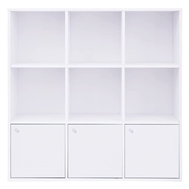 Meuble de Rangement Blanc 9 Cases avec 3 Portes - L97,5 cm Couleur blanc <span itemprop=