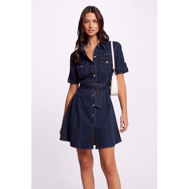Robe courte patineuse en jean - MORGAN