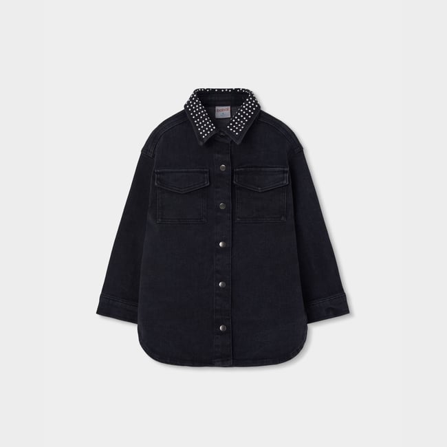 Robe fille en denim noir <span itemprop=