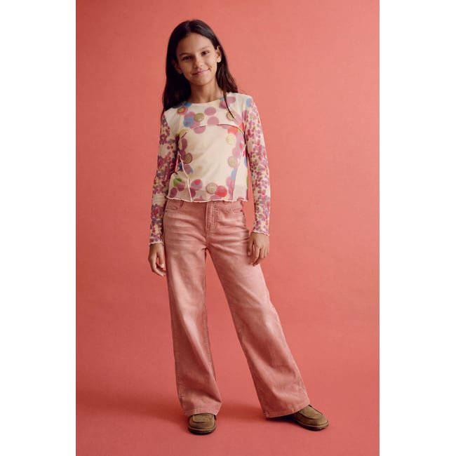 PANTALON LONG EN DENIM ÉLASTIQUE rouge <span itemprop=