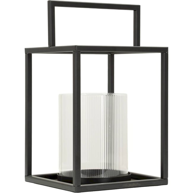 Lanterne en métal et verre trempé MODERN Couleur noir et transparent <span itemprop=