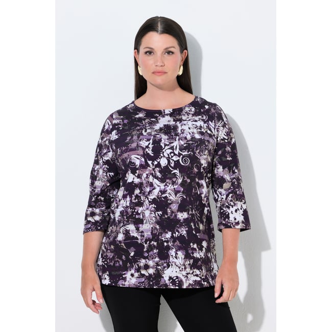 T-shirt en coton Pima. Petits strass. prune foncé <span itemprop=