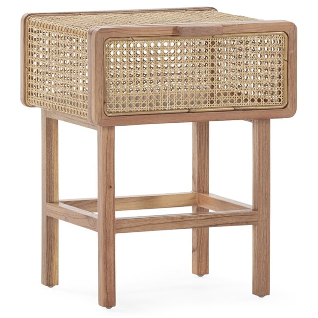 Table de chevet en bois de cèdre et rotin Couleur naturel voilé et naturel <span itemprop=