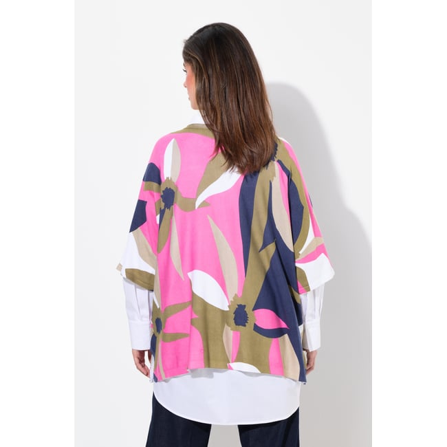 Pull oversize à fleurs vert olive <span itemprop=