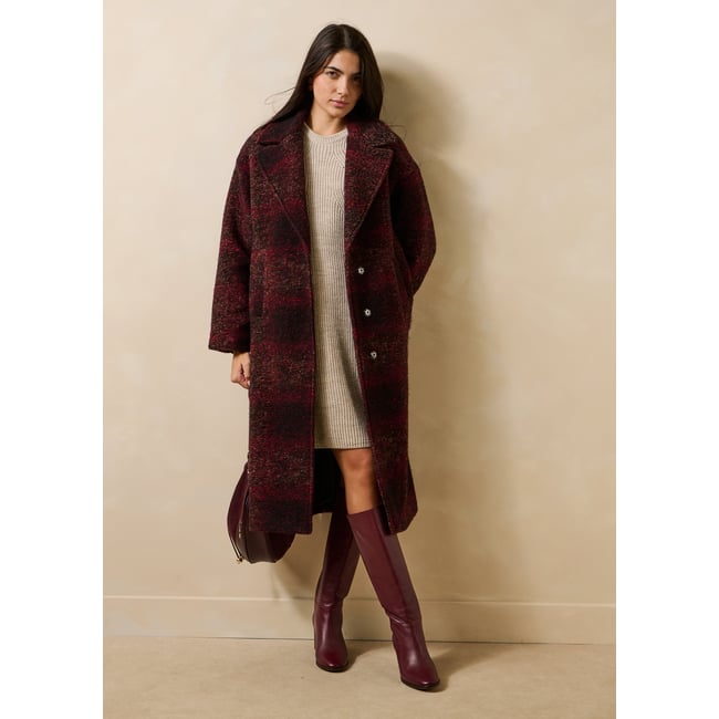 Manteau 3/4 à carreaux col tailleur - LA FEE MARABOUTEE