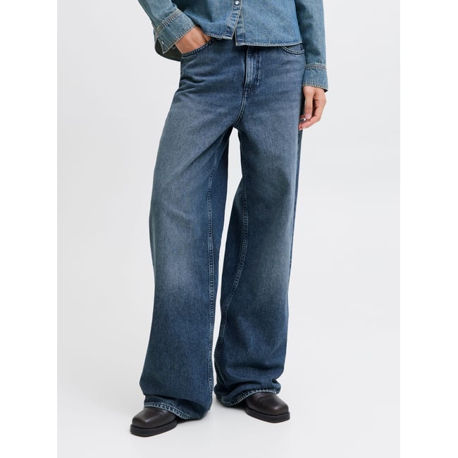 Jean À Coupe Large dark blue denim <span itemprop=