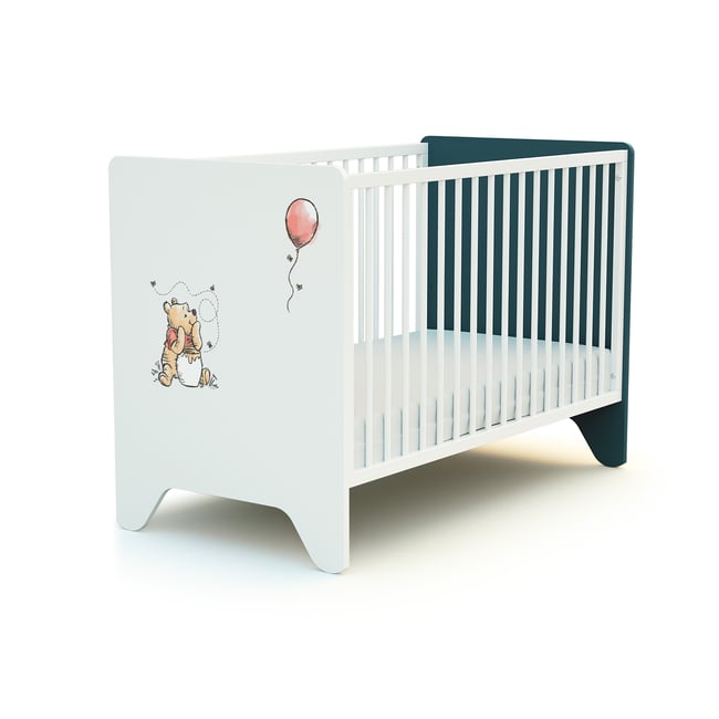 Lit bébé en bois DISNEY Exploring Winnie bleu canard <span itemprop=