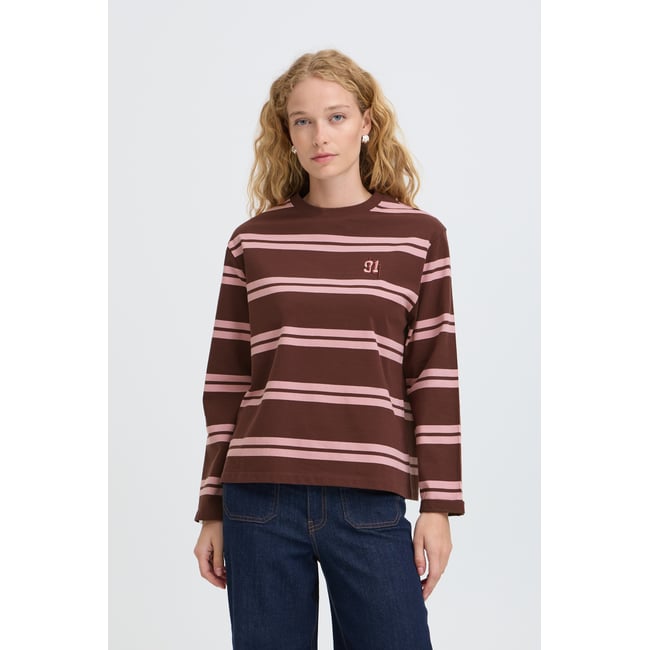 Á manches longues marron fudge stripe <span itemprop=