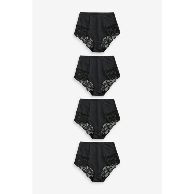 Culottes gainantes bikini dentelle, lot de 4 noir <span itemprop=