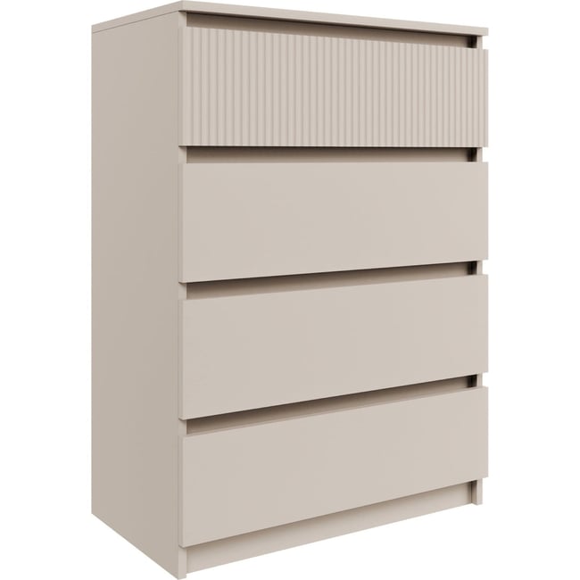 Commode SANDIA à quatre tiroirs rainurés Couleur cachemire <span itemprop=