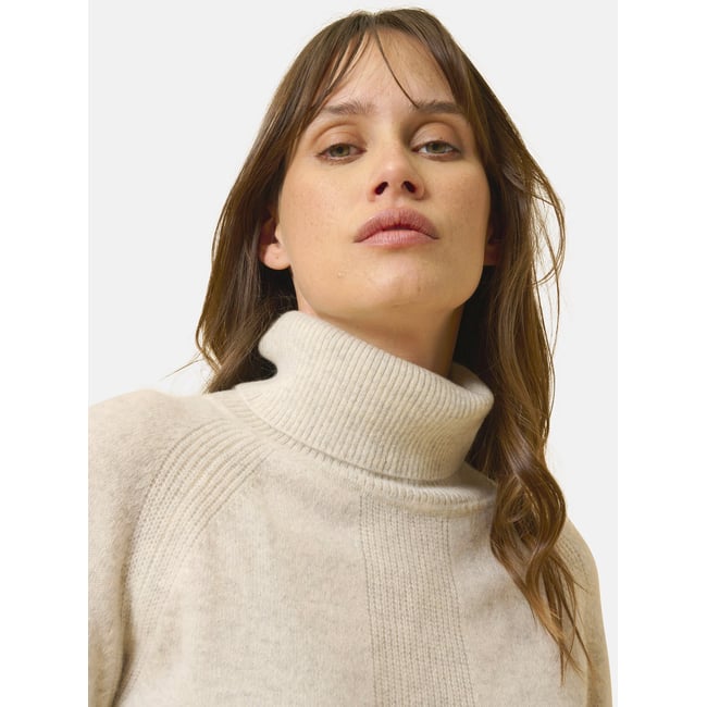 Pull Col Roulé Gris Perle Chiné Lilly gris clair <span itemprop=