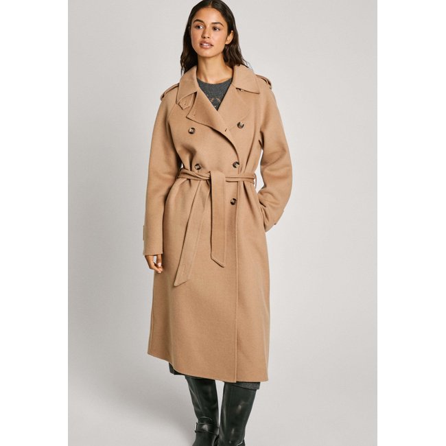 Trench Coat À Double Boutonnage brun noix <span itemprop=