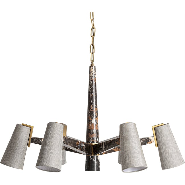 Suspension art déco en marbre Couleur noir marbré, doré et blanc cassé <span itemprop=