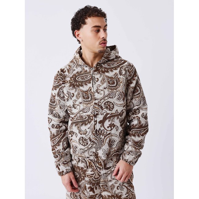 Veste à capuche zippée Tawny greige <span itemprop=
