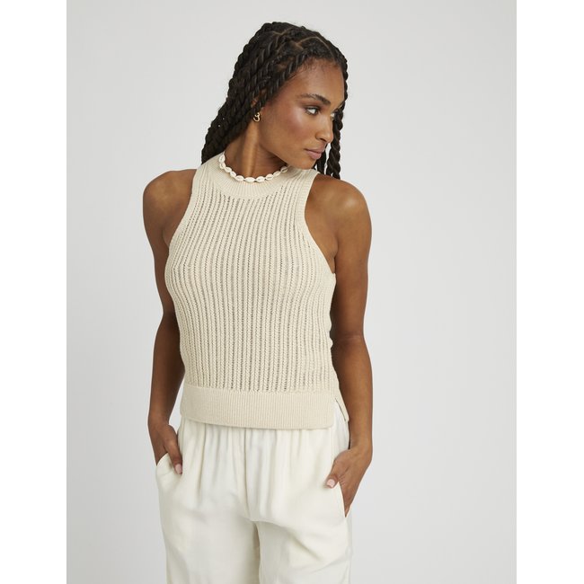 Débardeur en crochet pailleté naturel <span itemprop=