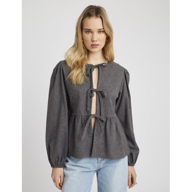 Chemise en flanelle à noeuds gris <span itemprop=