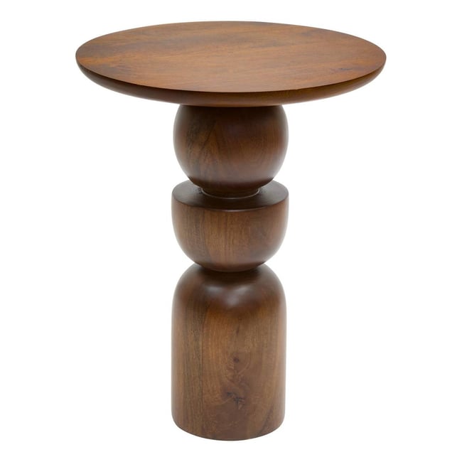 Table d'appoint Shelty ronde D.38cm marron - ATMOSPHERA