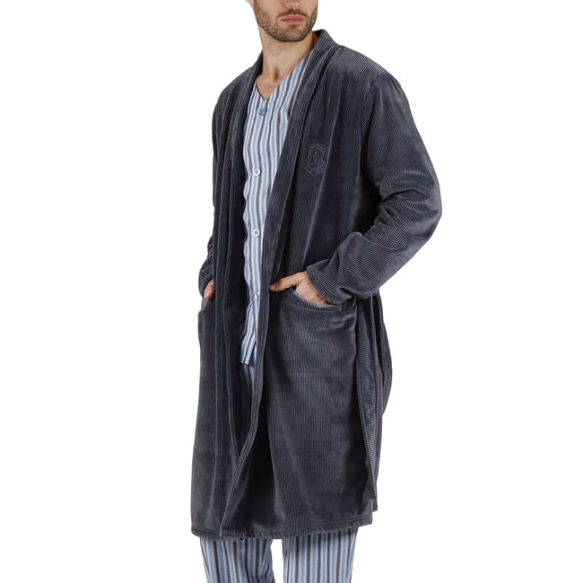 Robe de chambre Every Stripes bleu marine <span itemprop=