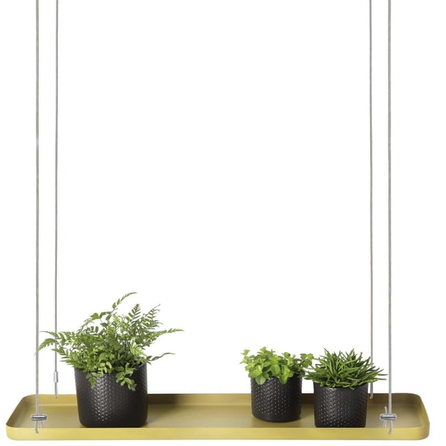 Support à plantes rectangulaire à suspendre doré Longueur de 58 cm Couleur v002238 <span itemprop=