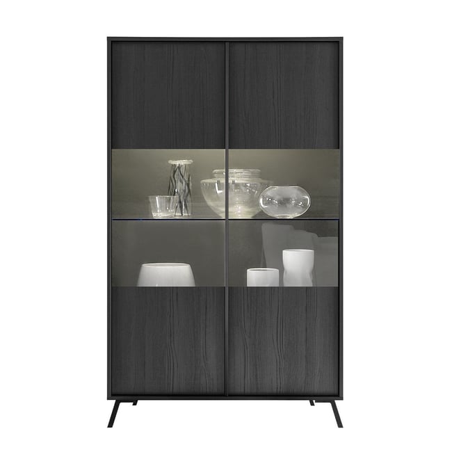 Vitrine 2 Portes H174 cm - City Couleur noir <span itemprop=