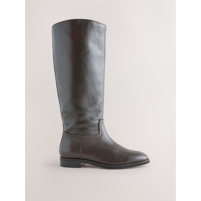 Bottes d'équitation plates forever comfort® cuir brun chocolat <span itemprop=
