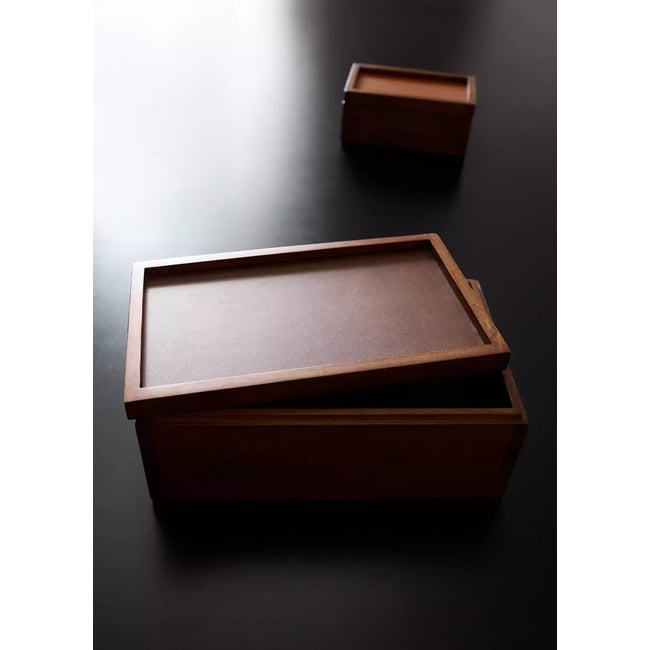 Grande boîte carrée en bois Couleur marron <span itemprop=