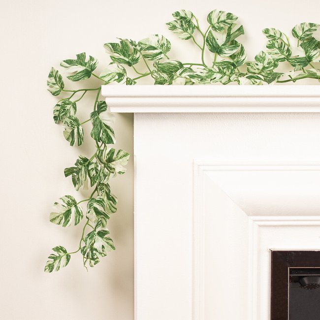 Pack of 2 190cm Artificial Variegated Monstera Garlands, green, SO'HOME