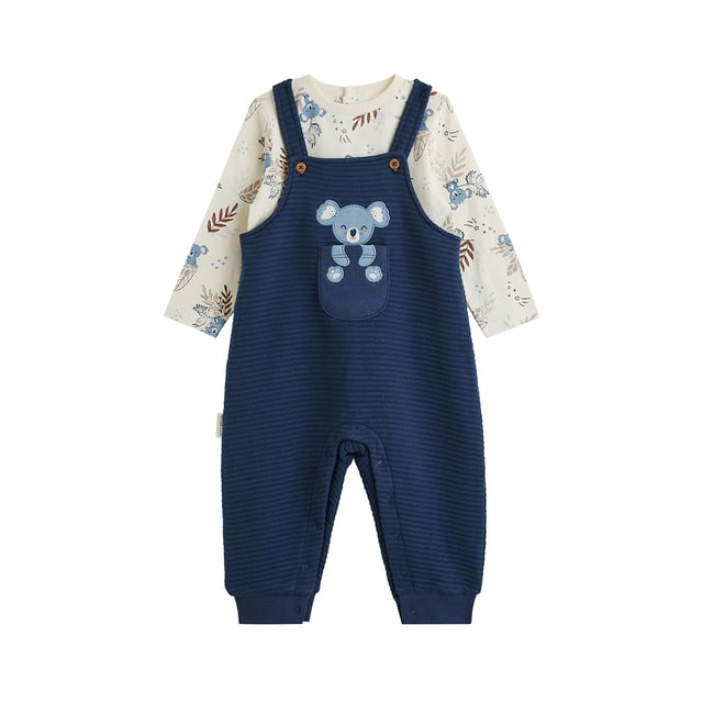 Ensemble salopette bébé et t-shirt Mathéo bleu <span itemprop=